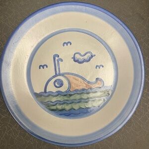 M A Hadley Hand-Painted 11” Plates Whale=